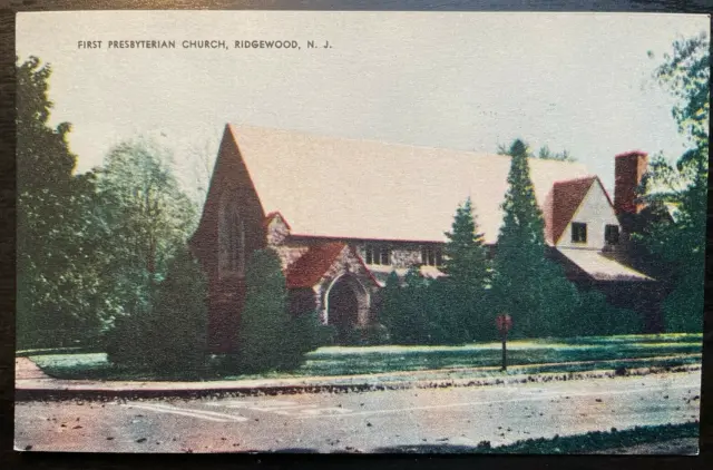 Vintage Postcard 1940-1950 First Presbyterian Church Ridgewood New Jersey