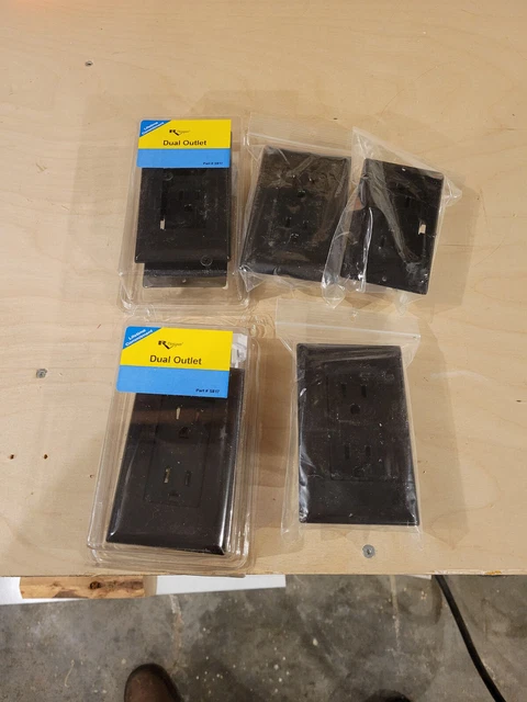 RV Dual Electrical Outlet Receptacle - Black - Self Contained Unit - Lot of 5