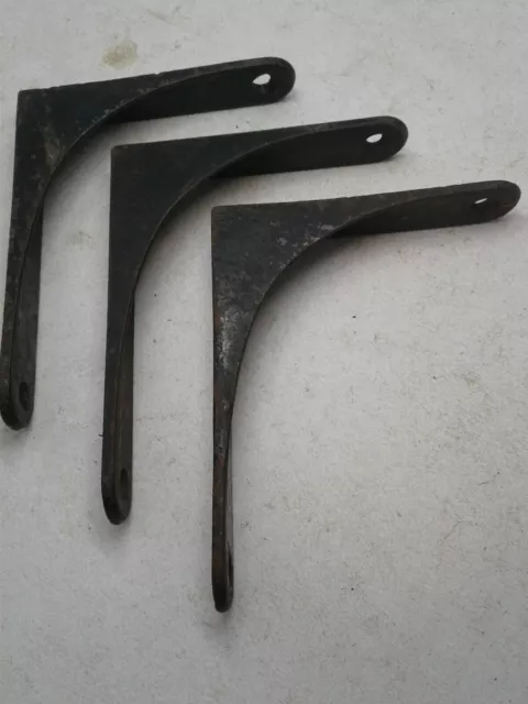 Antique / Vintage Set of 3 Cast Iron wall hanging shelf brackets