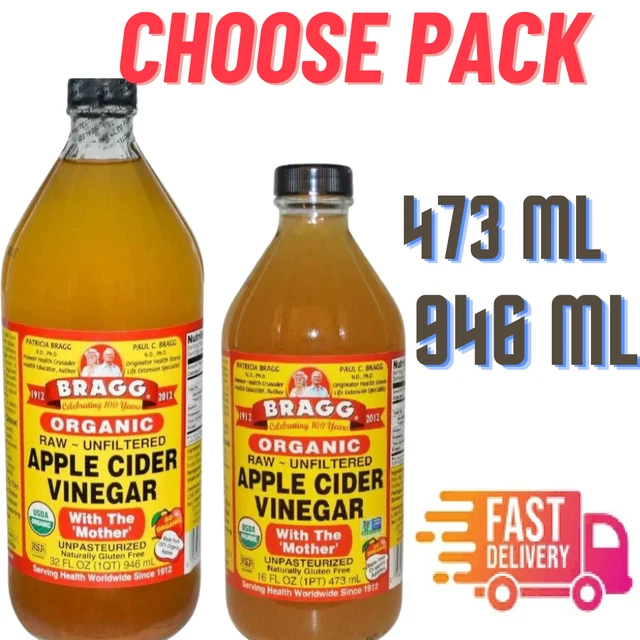 BRAGG RAW APPLE Cider Vinegar GLUTEN FREE Digestion Diet 473ml 946ml