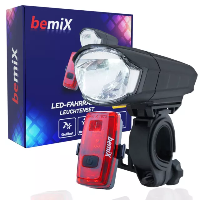 bemiX LED Fahrradlicht Set StVZO NEU LUX Fahrradlampen Set Fahrrad Beleuchtung