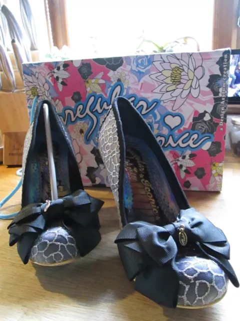 Irregular Choice  Iconic Range 'Ascot'  Shoes, Black & Silver, Size 4 In Box