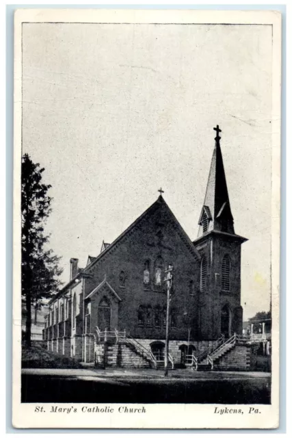 1910 Exterior View St Mary Catholic Church Building Lykens Pennsylvania Postcard