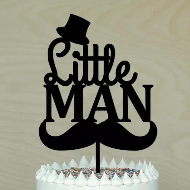 Little Man Cake topper, baby shower, 1st birthday, boy cake decor TIMBER/ACRYLIC