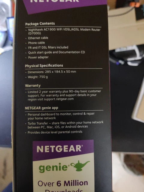 modem router Netgear Nighthawk D7000-100 PES wifi AC1900 4porte gigabit Ethernet 2