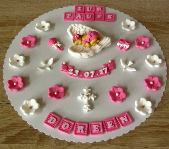 Tortendeko Baby Taufe Geburt Tortenaufleger Tortendekoration Geburtstag Fondant