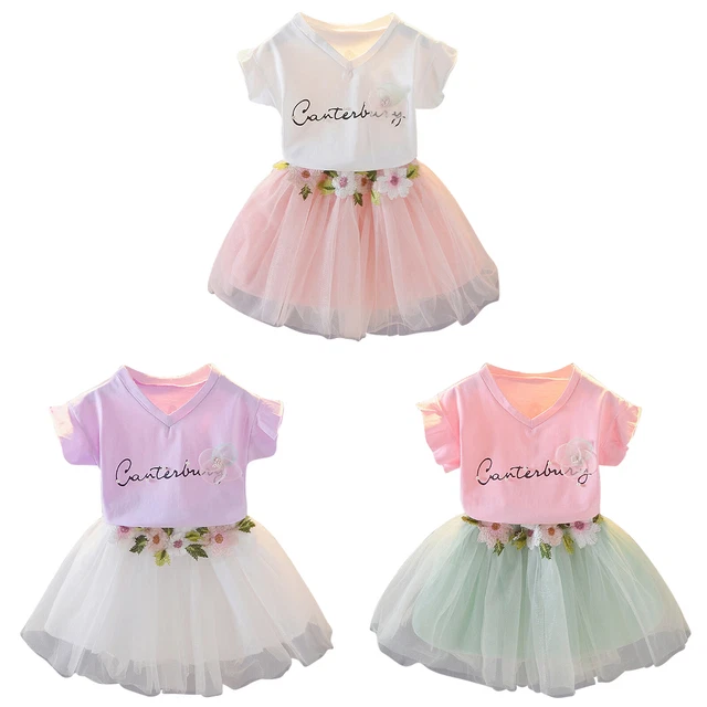 Abiti di compleanno per bambine estive maniche corte t-shirt maglia tutù