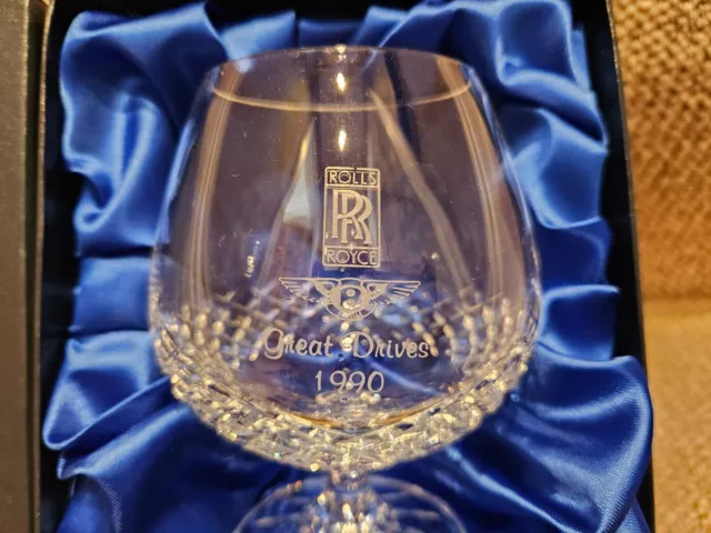 Rolls Royce Owners Great Drives 1990 Crystal Whiskey Glass With Display Box 2
