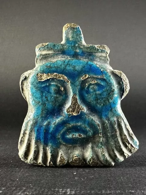 Ancient Egyptian Faience Glazed God Bes Amulet Pendant - Circa 664-332Bc