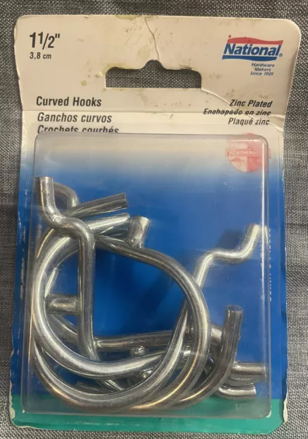 National Hardware 1-1/2" HEAVY DUTY CURVED HOOKS #N180-646 Pack of 6 - 1/4" peg.