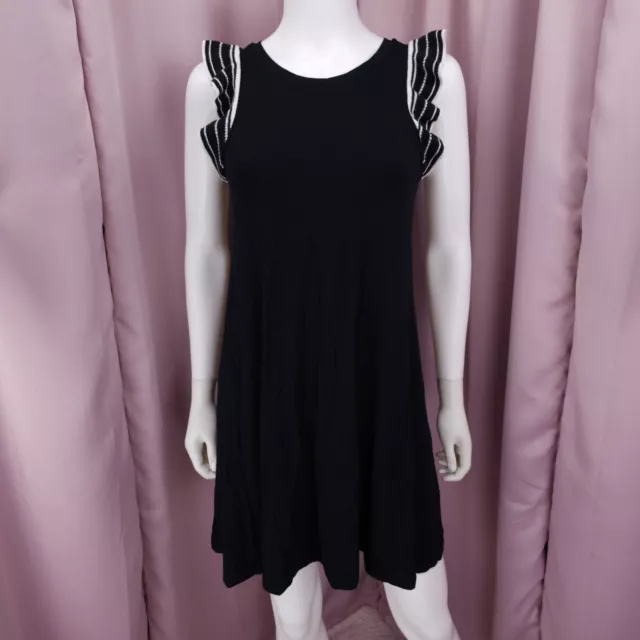 LOFT Ann Taylor Petite Women's Black & White Knit Sleeveless Shift Dress PXXS