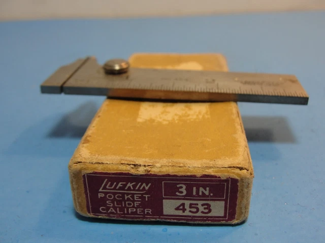 LUFKIN # 453 Stainless Steel Pocket 3" Slide Caliper, 32nd & 64th Graduation, EC