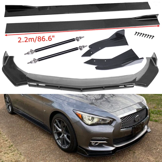 Carbon Fiber Front Bumper Lip Side Skirt Strut Rods For Infiniti G37 G35 Q50 Q60