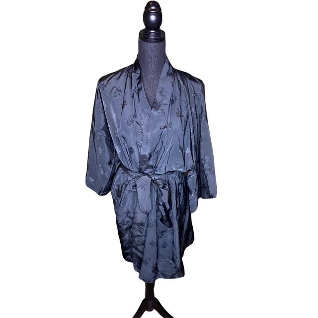Vintage Health Shanghai China Kimono Black Satin One Size
