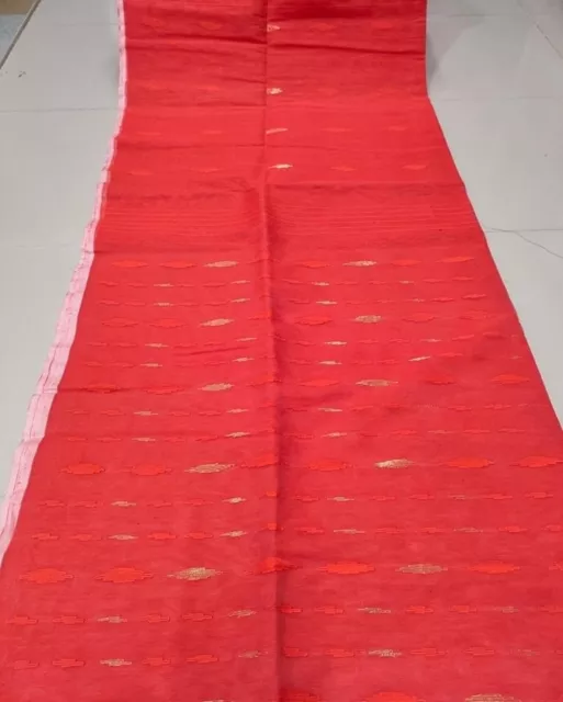 Indian Bangladeshi pure handloom Half Silk dhakai jamdani saree Orange colour