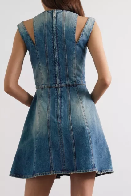 ALEXANDER MCQUEEN Cutout paneled denim mini dress 2