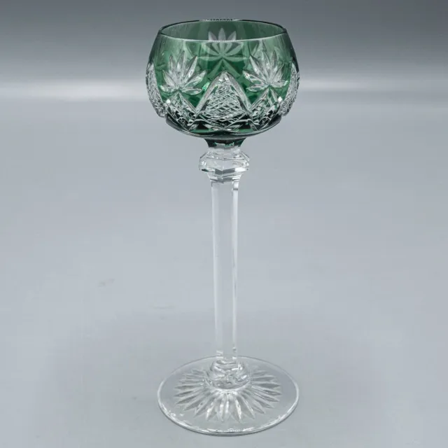 Val St Lambert Berncastel Cordial Emerald Green Cut to Clear 5 1/8"