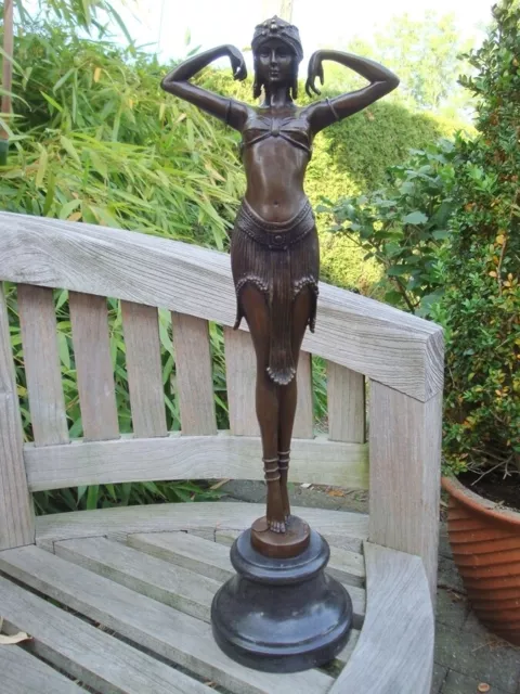 Signed Bronze Art Deco Style Art Nouveau Style Sexy Naked Beetle Sculpture Statu