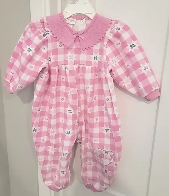 Vintage Carter's 1 Piece Romper Pink Plaid 12-18 Months Made In USA