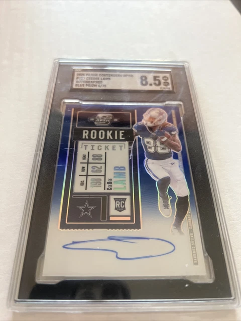 2020 Contenders Optic CeeDee Lamb Rookie Ticket Blue Prizm Auto 4/75 SGC 8.5