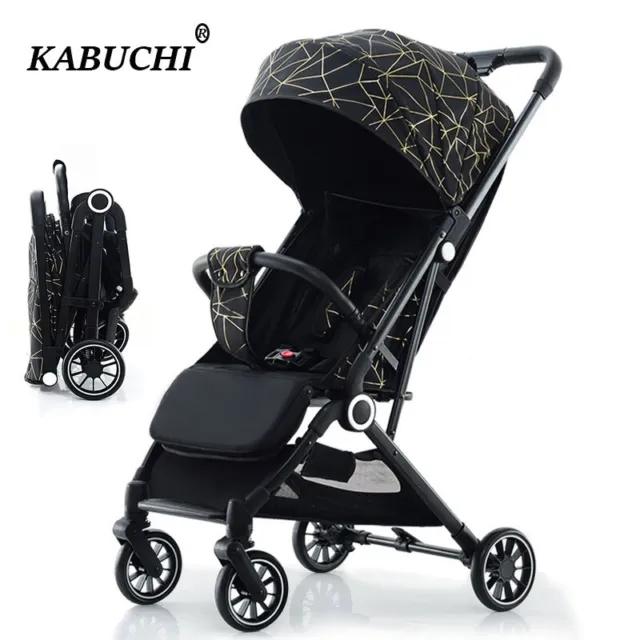 Portable Baby Stroller One-Hand Folding Pushchair W/Adjustable Backrest Footrest