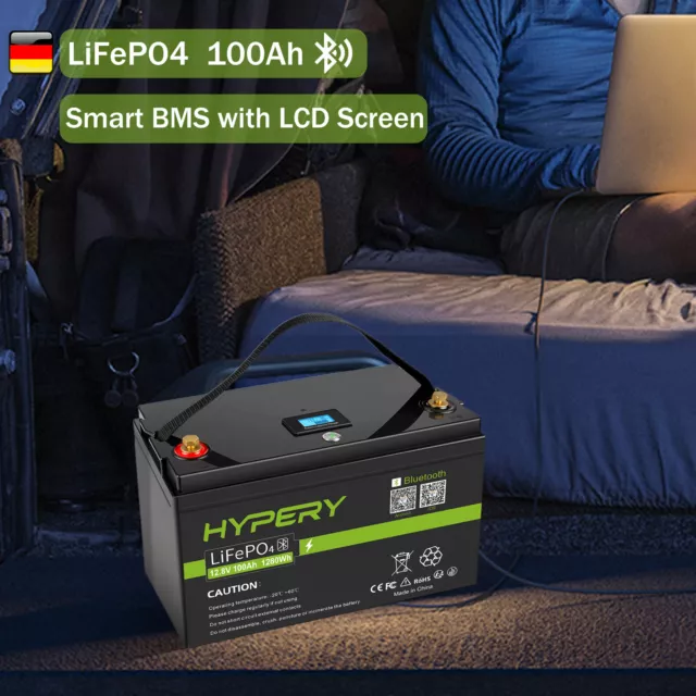 No IVA 100Ah 12,8 V LiFePO4 batteria solare al litio Bluetooth camper camper off-grid