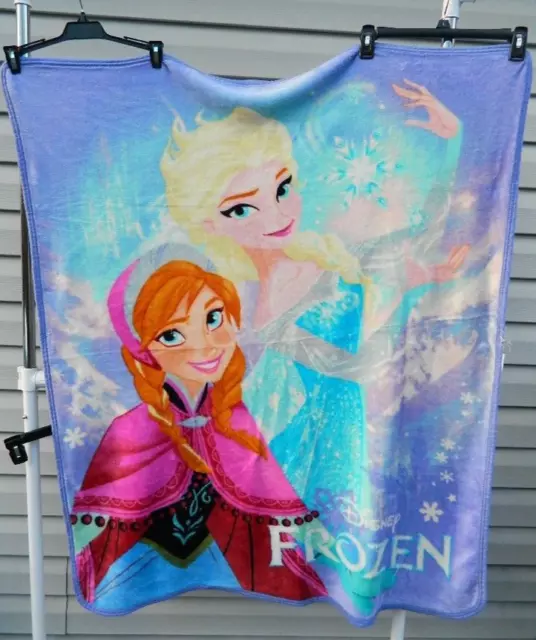 Disney Frozen Fleece Throw Blanket 47" X 39" Elsa & Anna  Multicolor