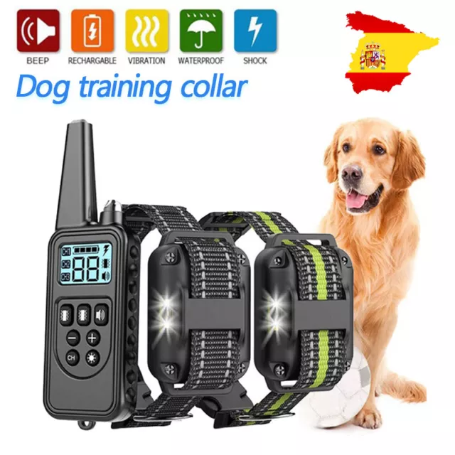 COLLAR ADIESTRAMIENTO PERROS ELECTRICO RECARGABLE VIBRACION DESCARGA LCD 800m ES