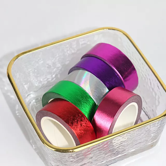 6 Rolls Foil Washi Tape Set 15mm x10m Solid Colorful Paper Adhesive Sticky Tapes