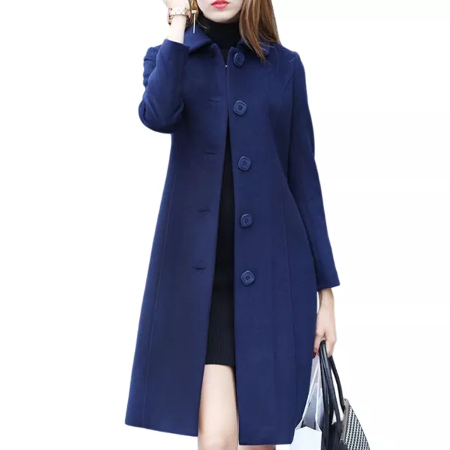 Wool Coat Elegant Soft Plus Size Thermal Lady Jacket Long Sleeves