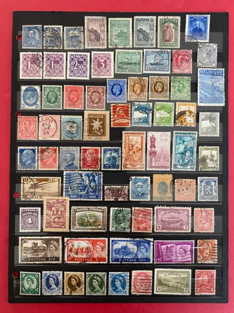 Lot de 70 timbres anciens "Monde" oblitérés - tous différents