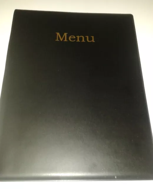 QTY 25 (Twenty five)A4 MENU HOLDER/COVER/FOLDER IN BLACK LEATHER LOOK PVC