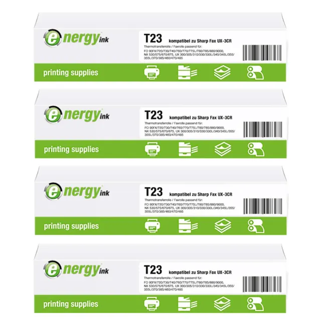 4x energy TTR-Fax-Rolle kompatibel zu Sharp Fax UX-3CR UX-310 370 385 470 485