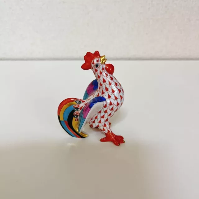 Herend Chinese Zodiac Series Rooster 2005 Figurine Red Interior Item Near MINT 3