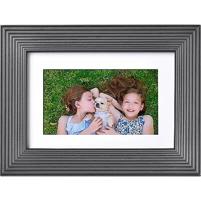 7" Digital Picture Frame with Mat Gray Wood - Polaroid