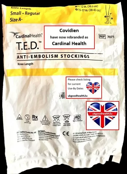 Cardinal Health TED Anti-embolism Stockings DVT Socks KNEE LENGTH Sm Reg A 7071