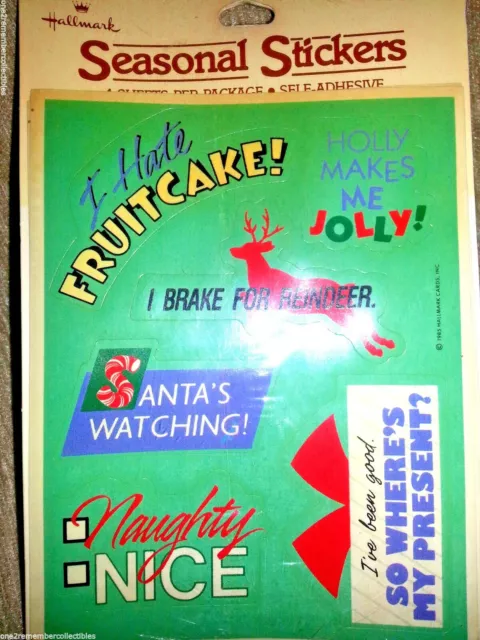Hallmark Tarjetas 1985 Navidad Pegatinas 4 Hojas Vintage Sella Santa Reno Nuevo