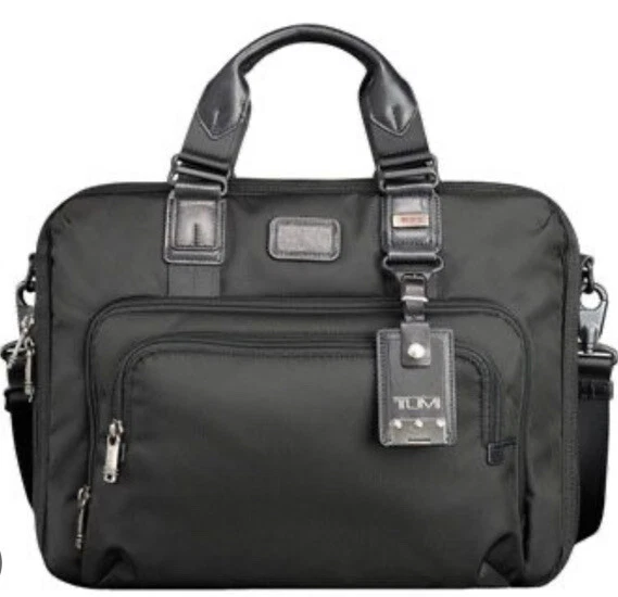 Tumi Alpha Bravo Yuma Briefcase Laptop Work Bag Nylon Anthracite Gray
