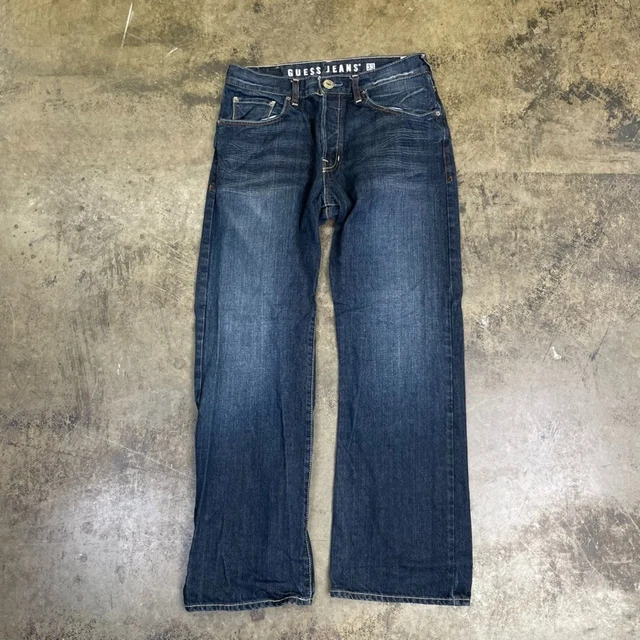 "Pantaloni vintage Guess Denim Y2K, blu scuro, uomo 33""