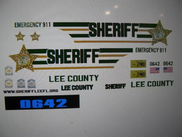 Lee County Florida Sheriff Patrol Vehicle Decals 1:24