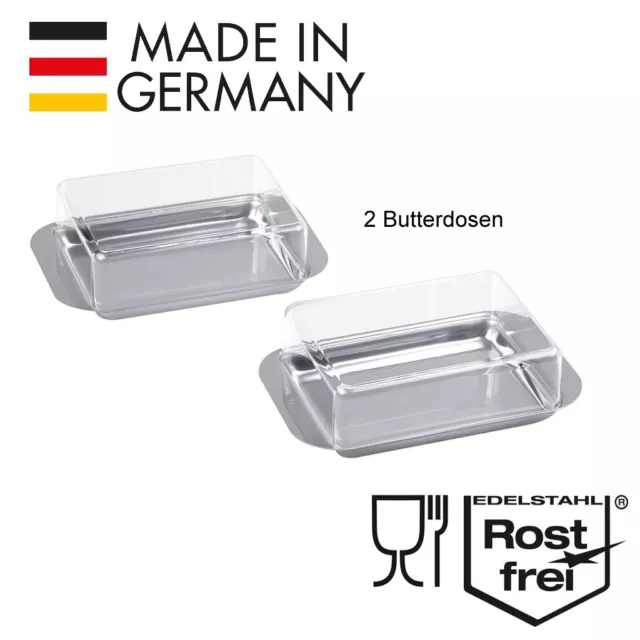 2 x Butterdose Edelstahl Butterglocke Butterschale Butterbehälter Kühlschrank