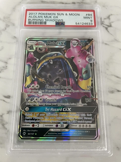 Alolan Muk GX Burning Shadows Mint 9 #84