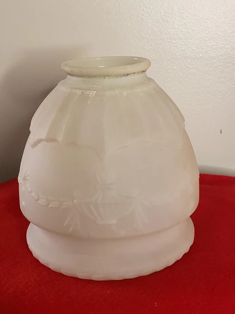 Vintage Satin White Milk Glass Embossed Sconce Pendant Lamp Light Shade