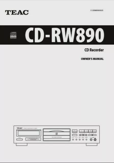 TEAC  CD-RW890 - CD Player / Recorder - Operating Instruction - USER MANUAL