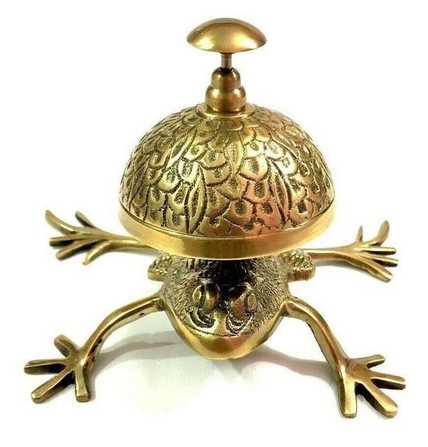 Brass Frog Style Ornate Hotel Front Desk Bell Vintage Sale Service Counter Bell