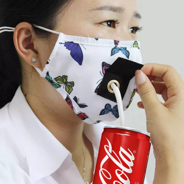 Masque coton boire a la paille - réglable - unisex / Cotton drinking straw mask