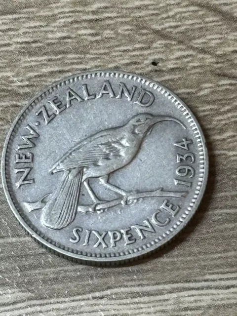 New Zealand, George V, Sixpence, 1934, 0.500 Silver
