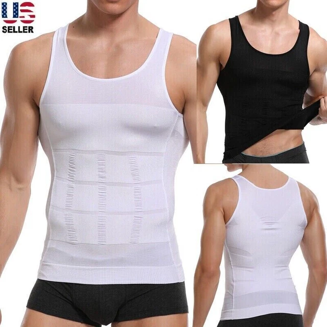 MENS SLIMMING TUMMY Body Shaper Vest Compression T-Shirt Ultra Durable ...