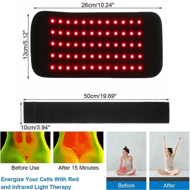 30W 660NM 850NM Near Infrared Red Light Therapy Waist Wrap Pad Belt ...