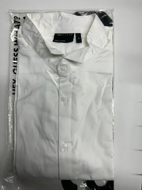 ASOS DESIGN Premium slim fit sateen shirt with Wing Collar White Men’s XL New